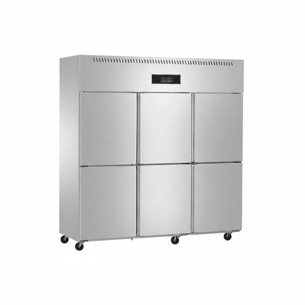 Commercial standard static cooling 201 stainless steel six-door kitchen refrigerator.