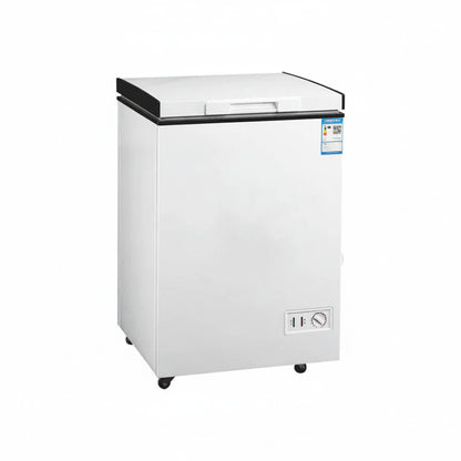 Commercial single temperature chest freezer with single hard top lid.