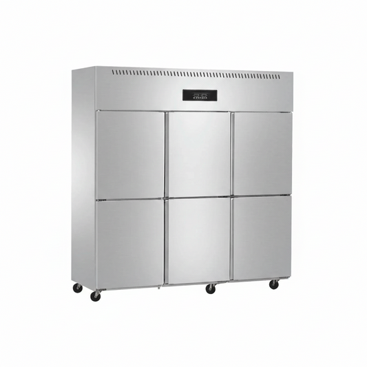 Commercial standard static cooling 201 stainless steel six-door kitchen refrigerator.