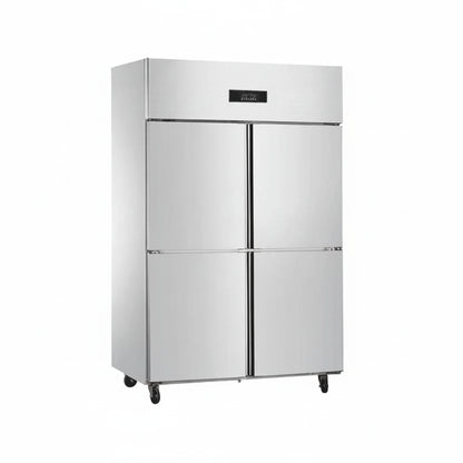 Commercial standard static cooling four-door kitchen refrigerator.
