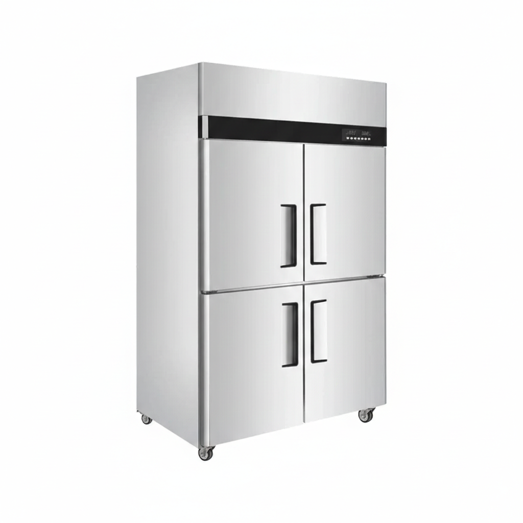 Commercial premium static cooling four-door kitchen refrigerator.