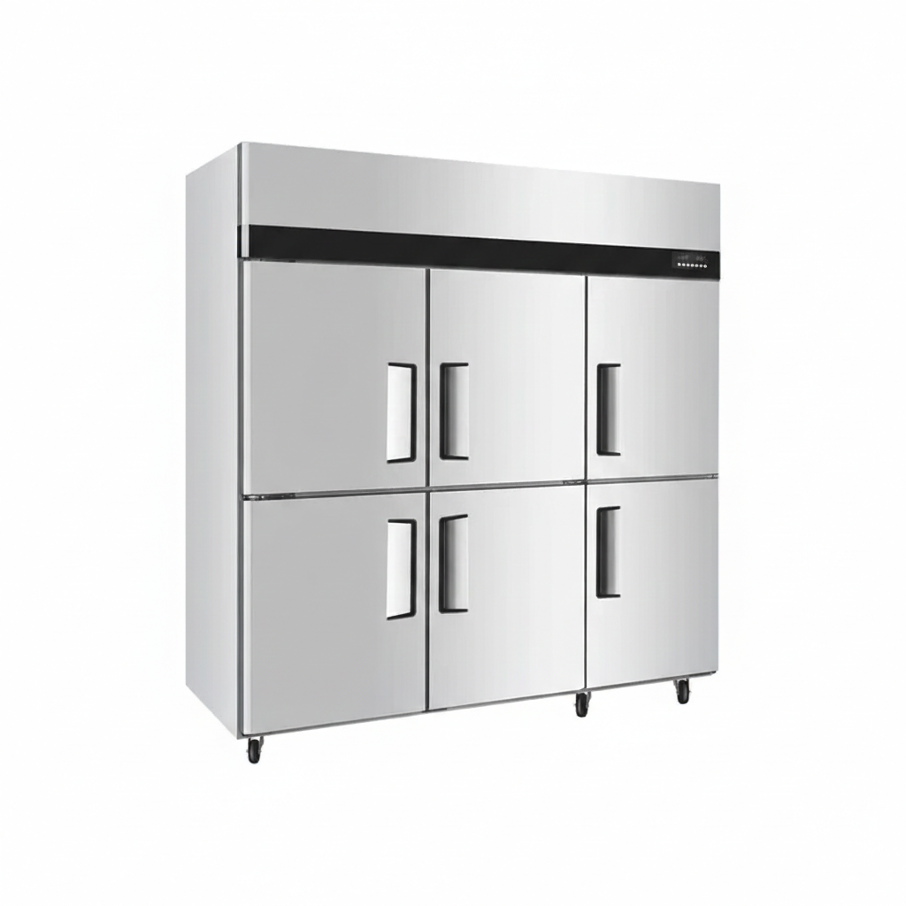 Commercial premium static cooling six-door kitchen refrigerator.