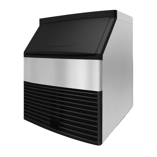 Commercial floor standing ice maker with 80kg or 100kg capacity.